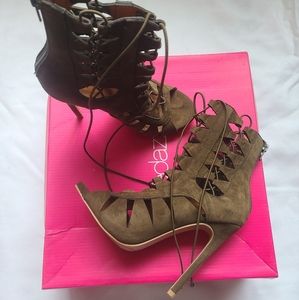 Olive Green Latisha Dress Sandal Heels- ShoeDazzle